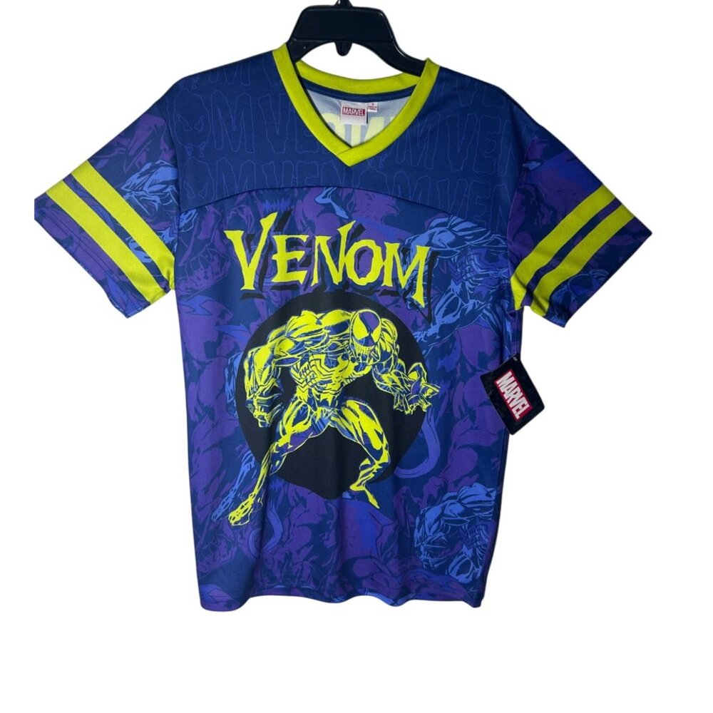 Marvel Venom Short Sleeve Graphic Jersey Shirt Men's Small Purple and Green NEW‎